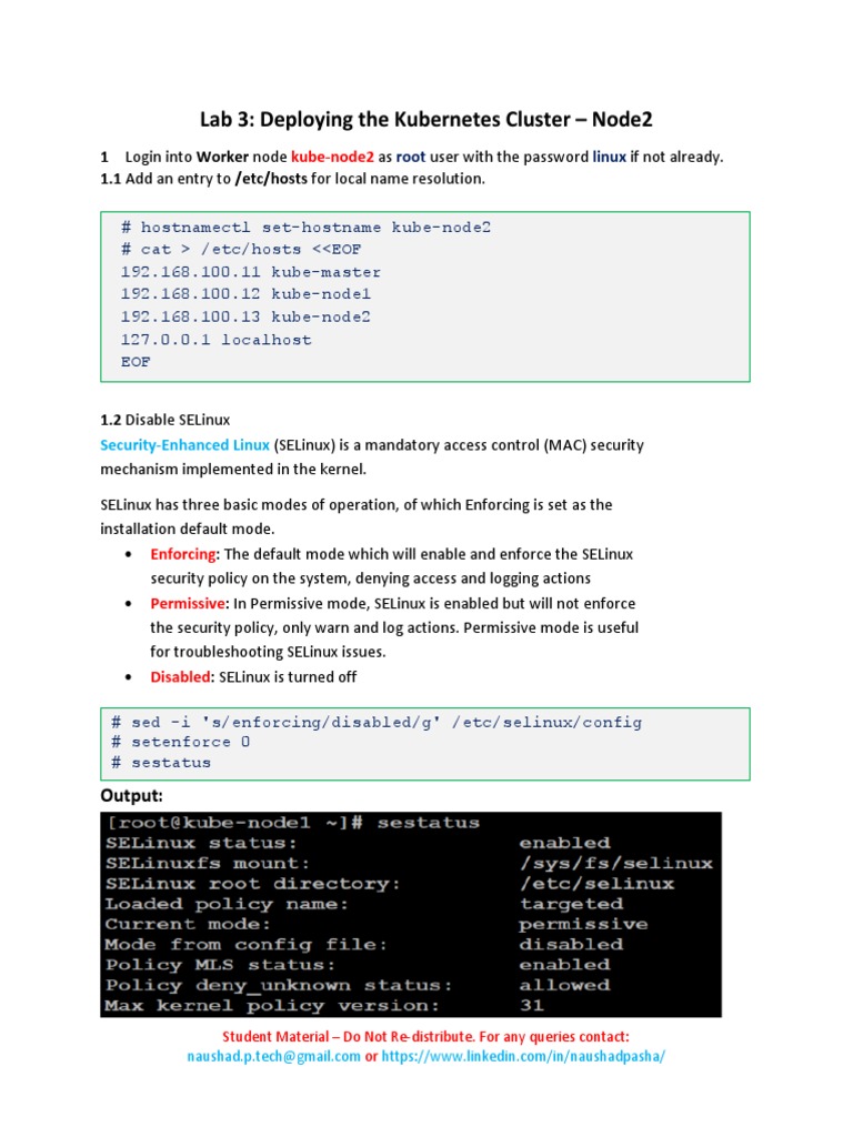 Kubernetes Cluster Setup on Node2 | PDF | Firewall (Computing ...