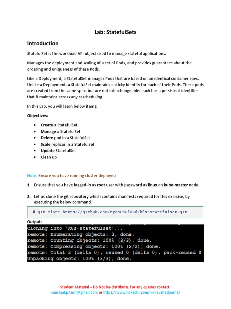 Mastering Kubernetes StatefulSets Lab | PDF | Information Technology ...