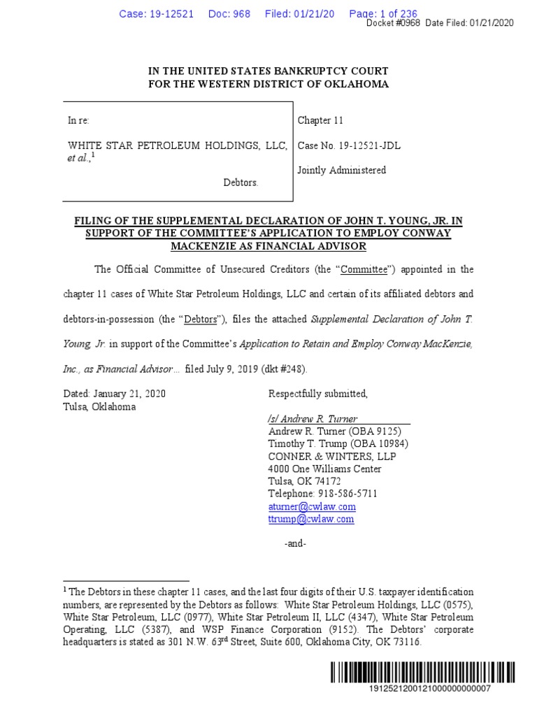 Bankruptcy Court Filing Supports Committee's Financial Advisor | PDF |  Chapter 11 | Bankruptcy In The United States