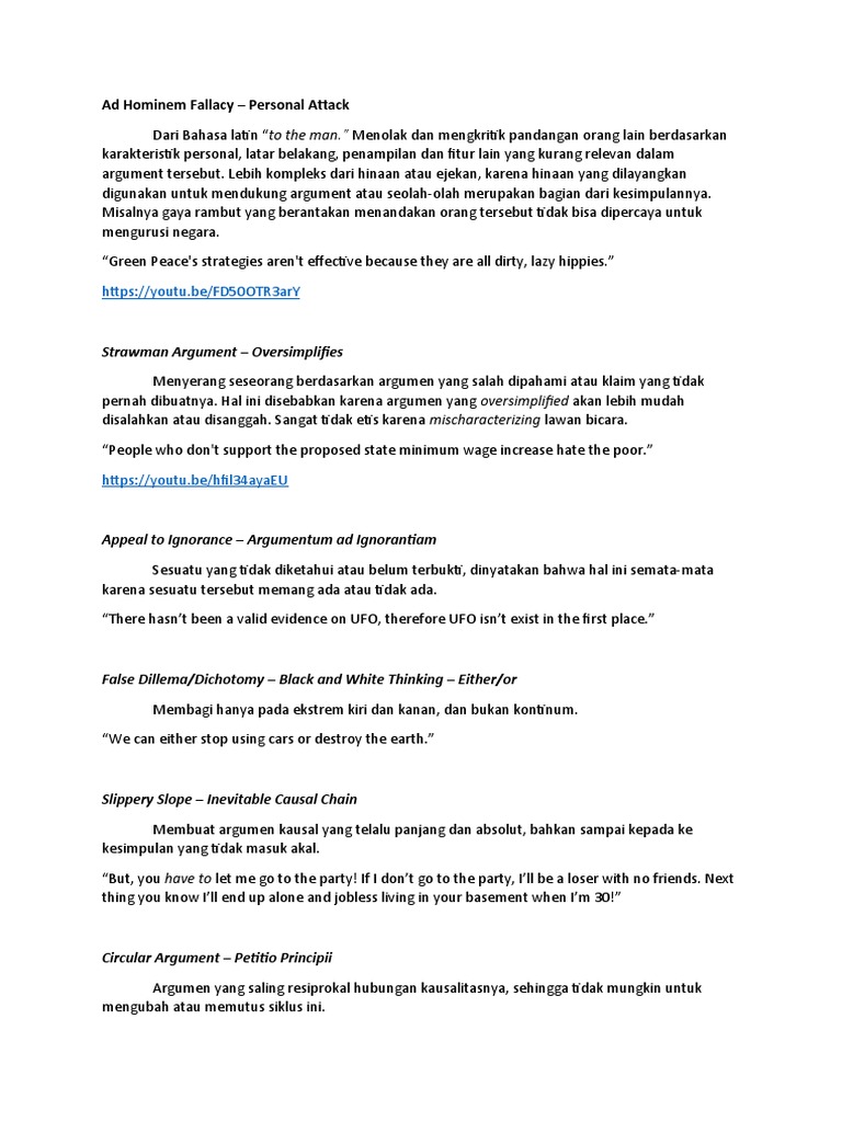 Ad Hominem Fallacy Personal Attack Strawman Argument