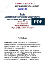Non-Conventional Energy Sources Lecture-01: Course Code: ACEE-16703A