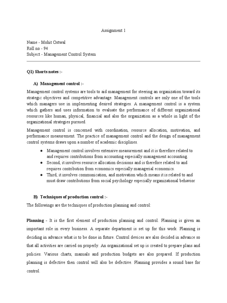 Management Control Systems Overview | PDF | Decision Support System ...