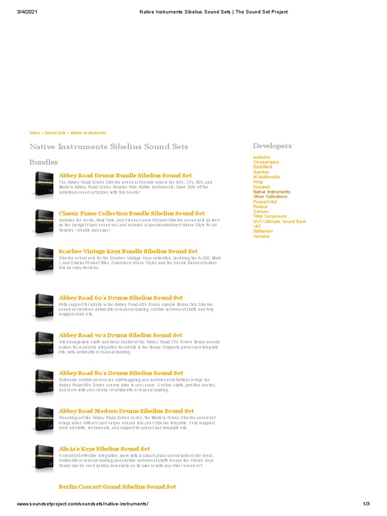Native Instruments Sibelius Sound Sets The Sound Set Project PDF