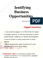 Identifying Business Opportunities: Prepared By: Kennedy Mendoza