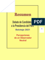 BREVE RESUMEN DEL DEBATE -BALOTAJE 2021 EN EL PERÚ.