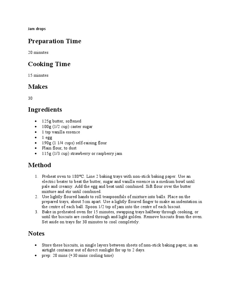 Easy Jam Drops Recipe | PDF
