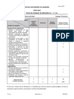 Matriz 3o Teste Avaliação Matemática A 11o ano