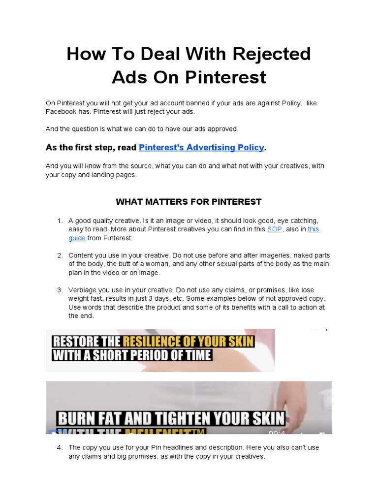 How To Deal With Rejected Ads On Pinterest | PDF | Mass Media ...