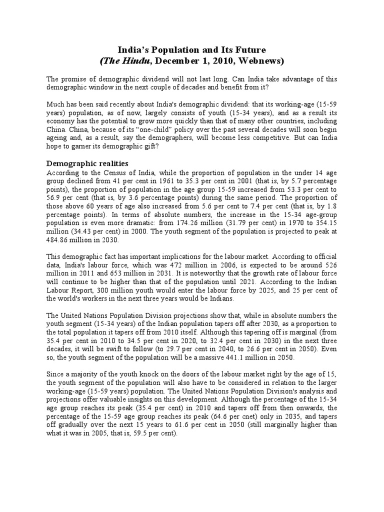 India s Population And Its Future PDF Economies Learning