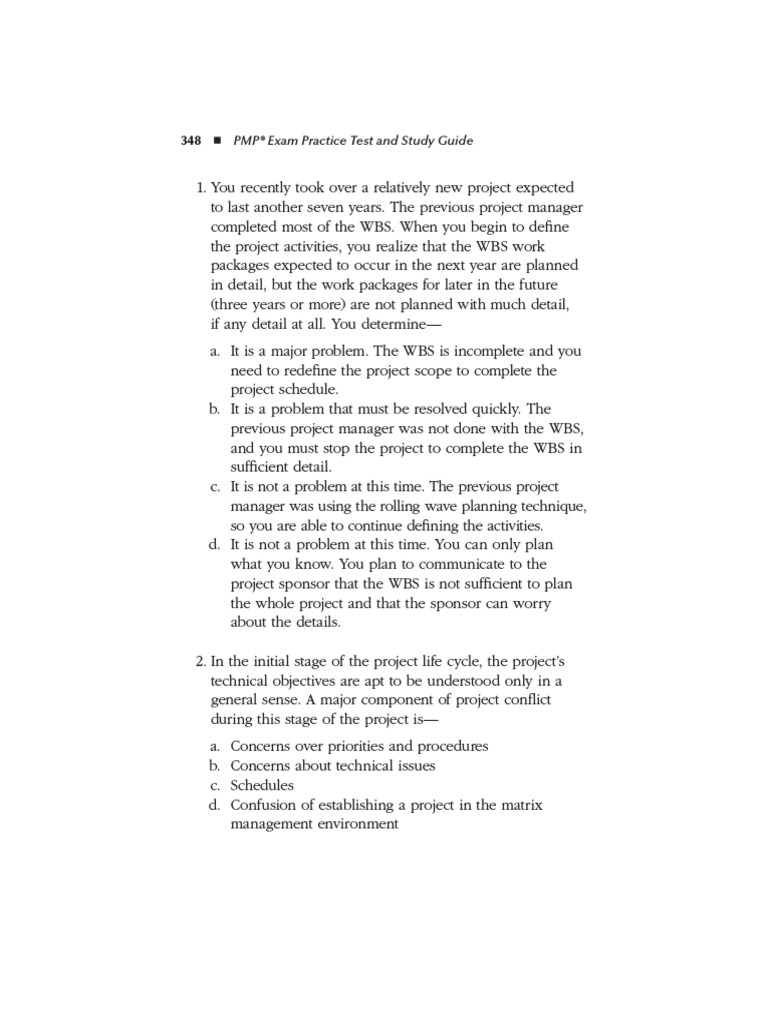 348 PMP ® Exam Practice Test and Study Guide | PDF | Project Management ...