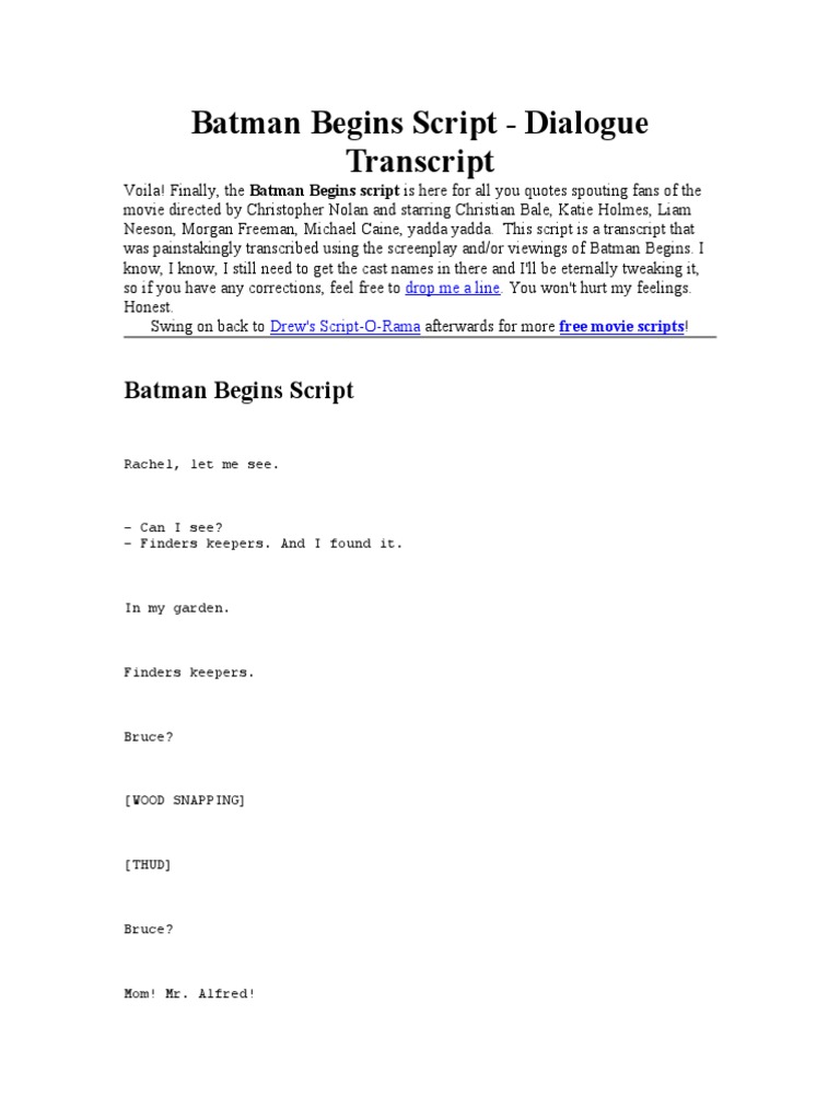 Batman Begins Script | PDF