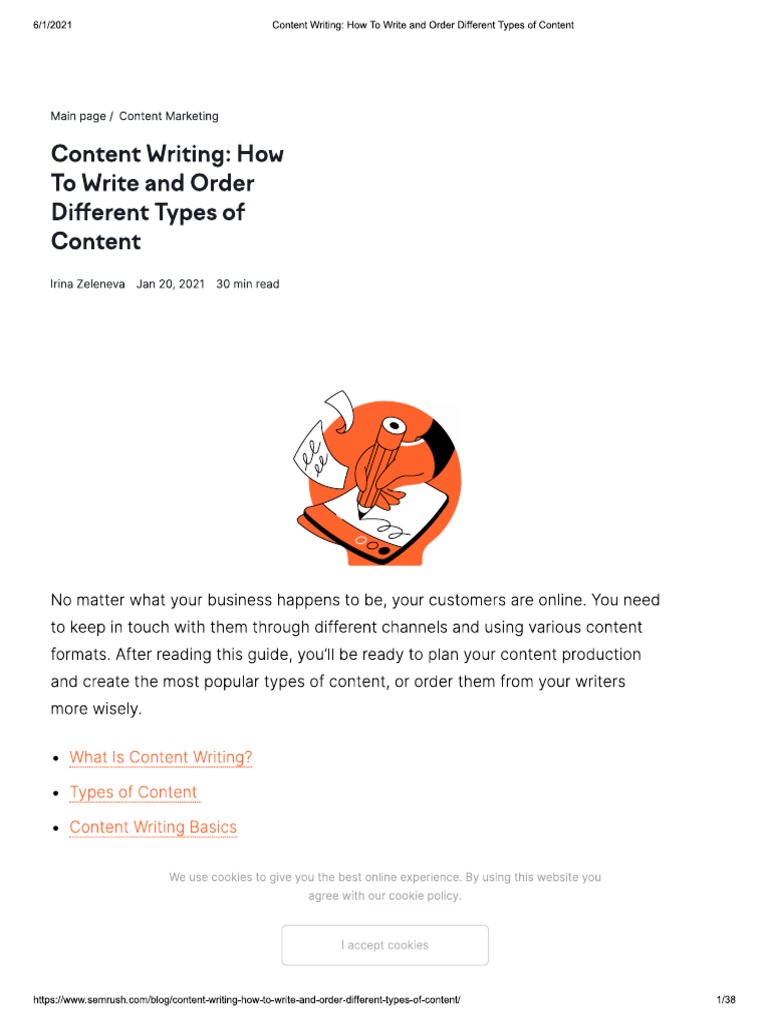 Content Writing - How To Write and Order Differnt Types of Content | PDF