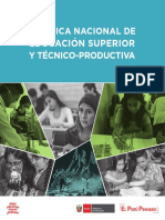 Política Nacional de Educación Superior y Técnico-Productiva (Resumen)