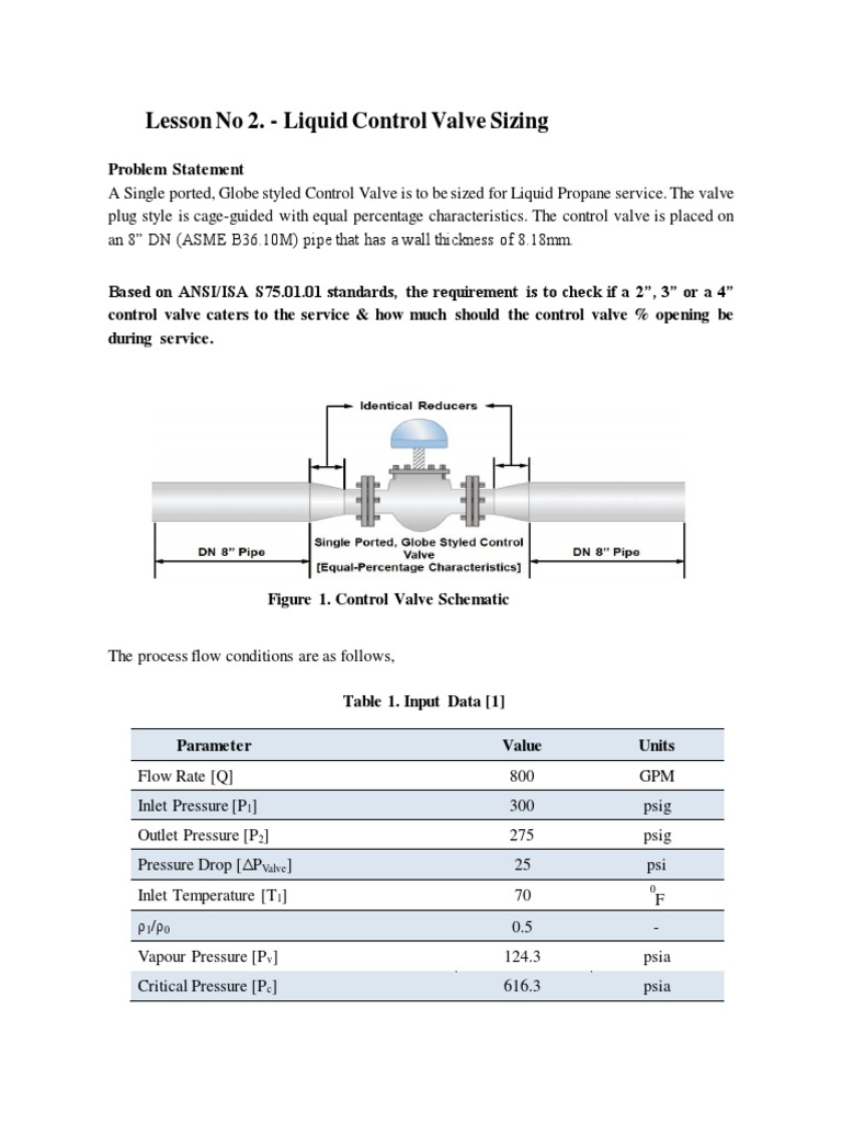 Liquid Control Valve Sizing PDF Pressure Pounds Per Square Inch