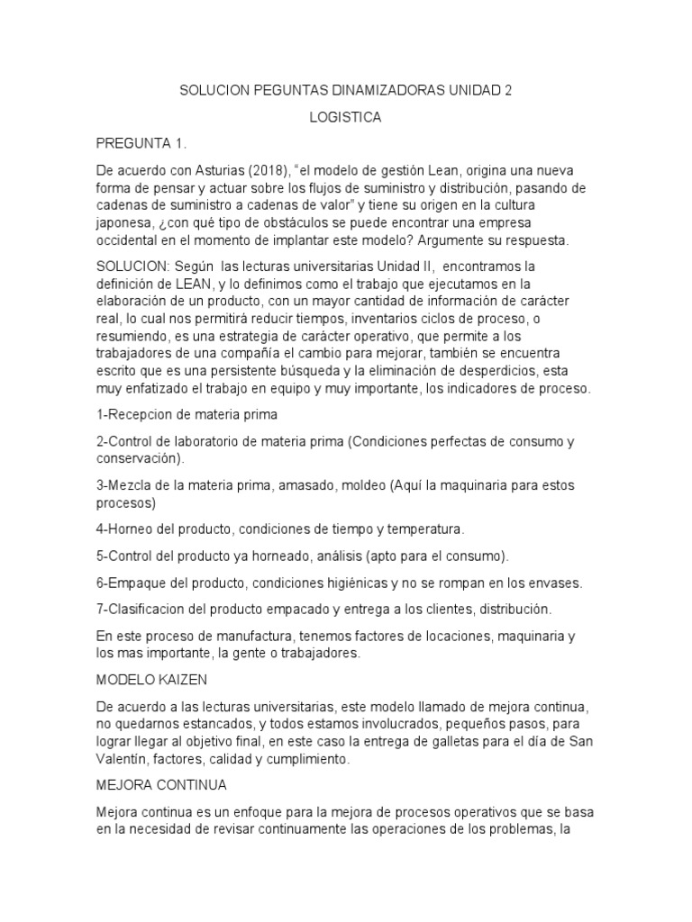 Unidad 2 Logistica | PDF | Lean Manufacturing | Logística
