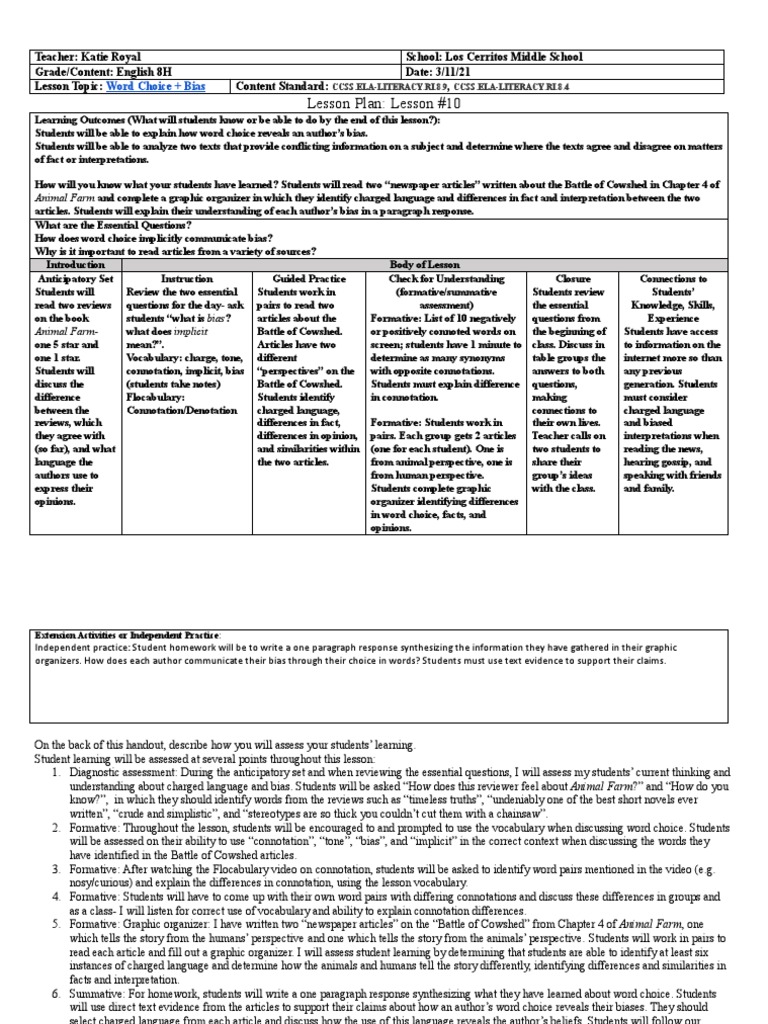 Sample Lesson Plans | Download Free PDF | Rhetoric | Bias