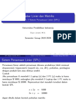 Aljabar Linier Dan Matriks: Pertemuan 3 Sistem Persamaan Linier (SPL)