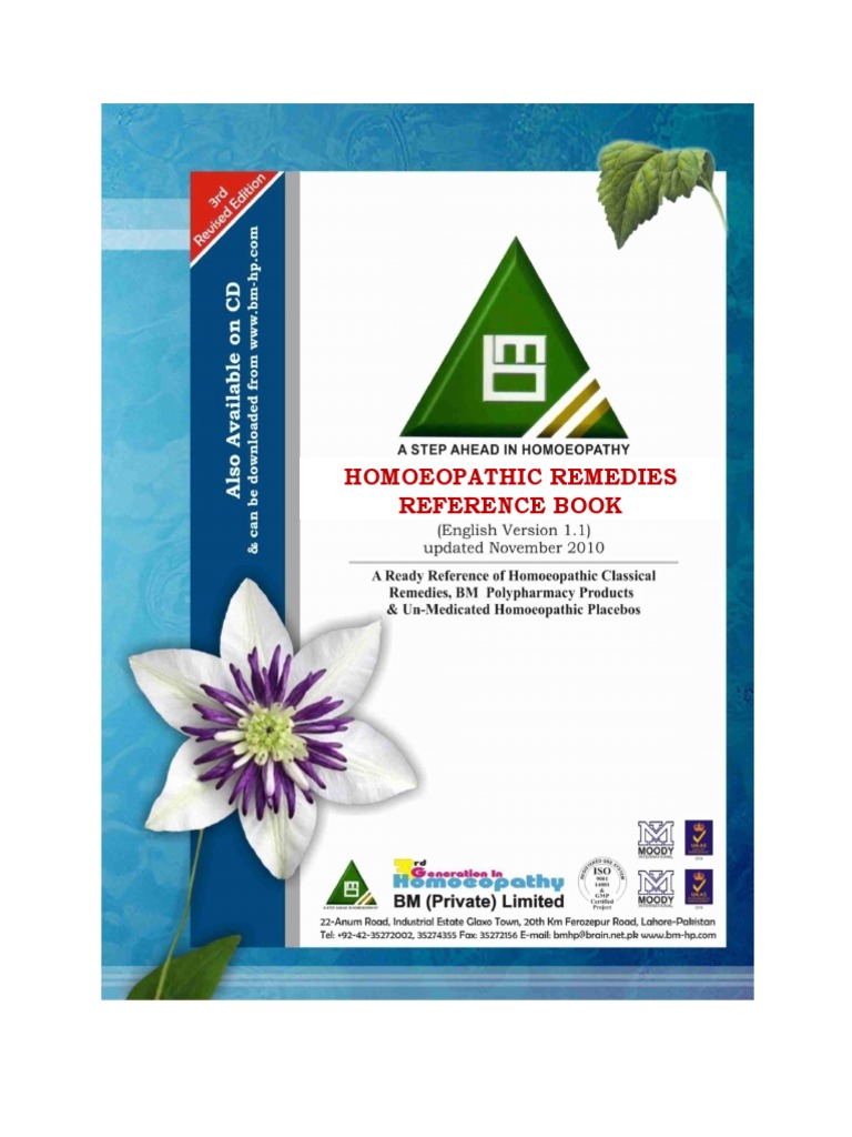 BM Homoeopathic Remedies Reference Book PDF Homeopathy Quality