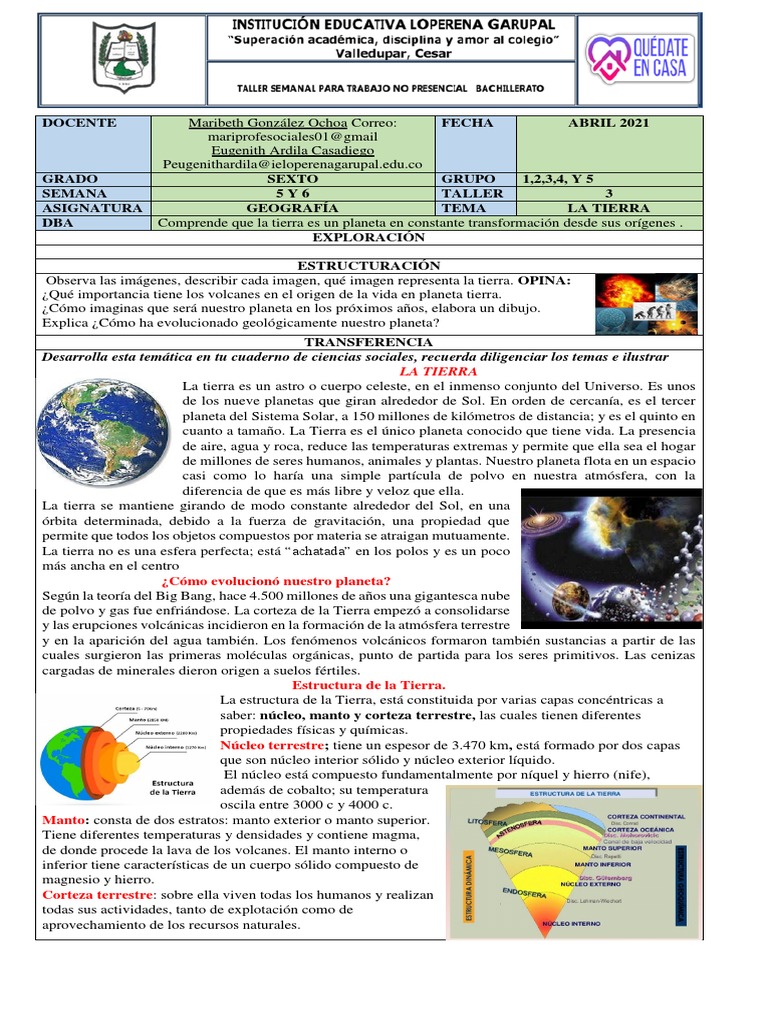 Taller de Geografía: La Tierra y sus Movimientos | PDF | Ecuador | Tierra