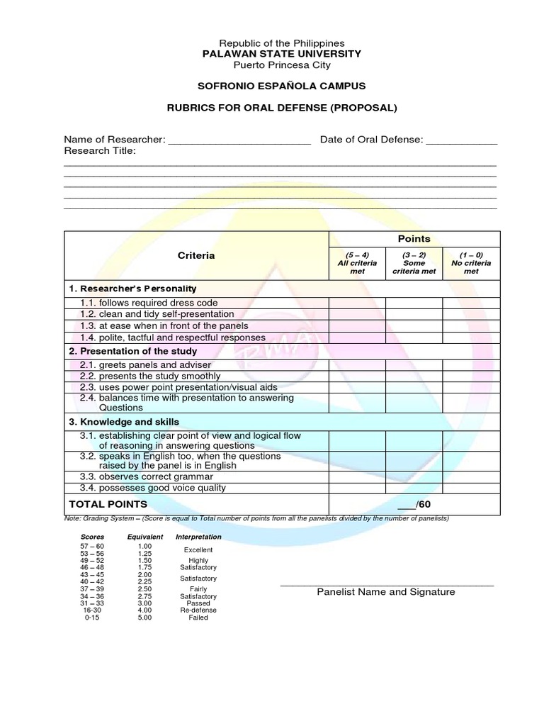 Oral Defense Rubrics for Research Proposals | PDF | Cognition | Science
