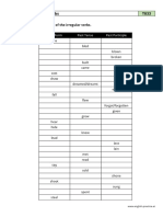 B1 Irregular Verbs T033: Fill in The Missing Forms of The Irregular Verbs