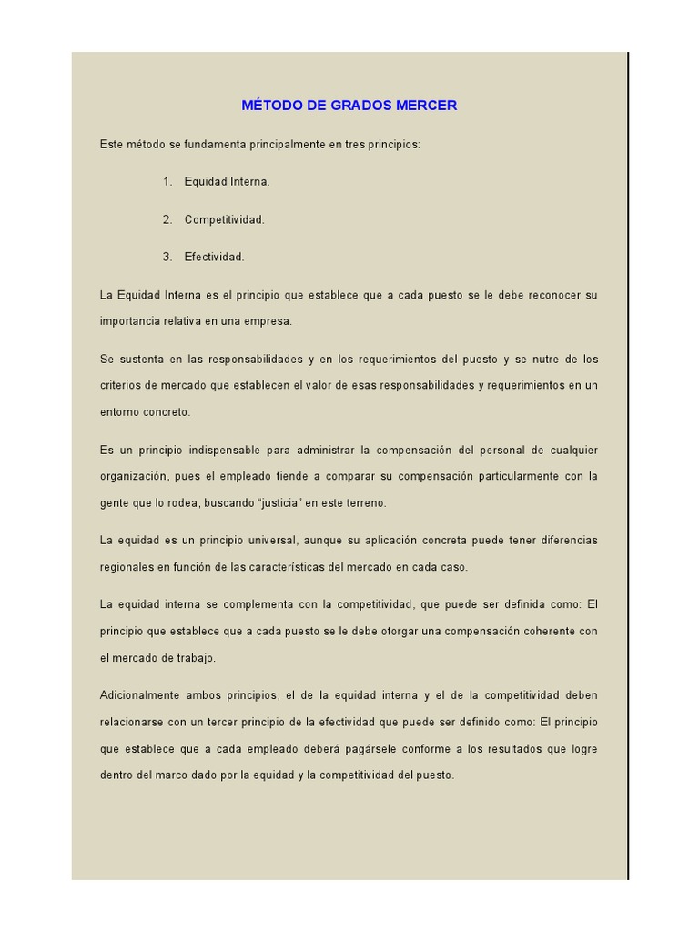 Metodo - de - Grados - Mercer - OVA - UNIDAD 2 | PDF | Valoración ...