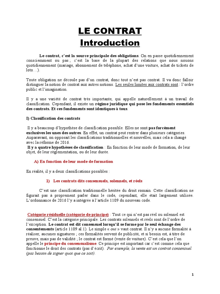 Cours N°2 - Le Contrat | PDF | Droit des obligations | Éthique juridique