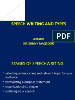 Speech Writing and Types: Lecturer Sir Sunny Maqsood