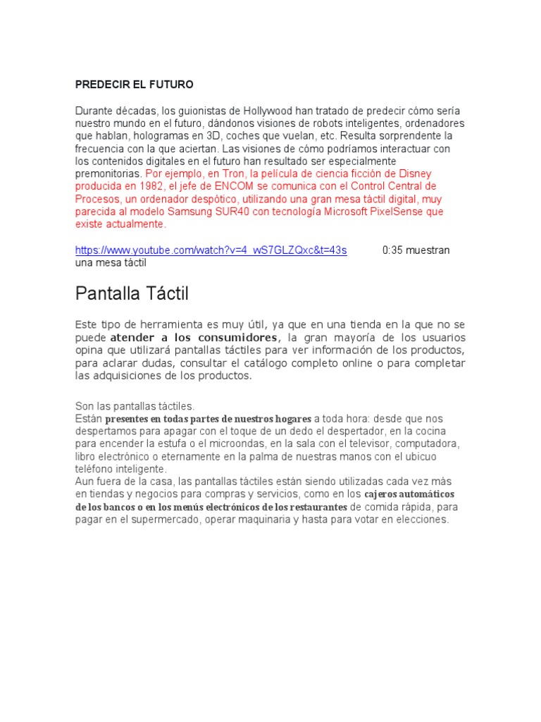 Pantallas Tactiles | PDF | Pantalla táctil | Informática