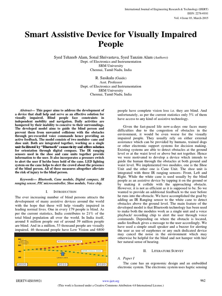 Smart Device for Visually Impaired Navigation | PDF | Ultrasound ...