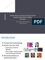 Mickey Mouse Learning: Discourses of The Vocational/Technical in Higher Education