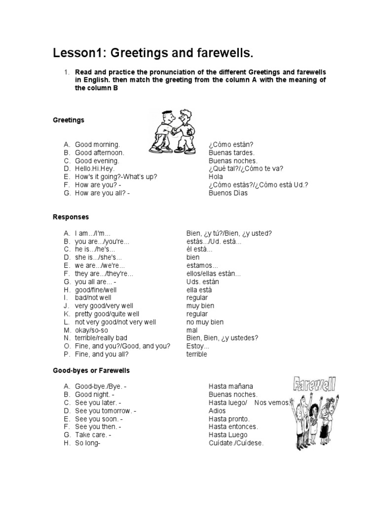 Saludos y despedidas en inglés | PDF | Entretenimiento (general)