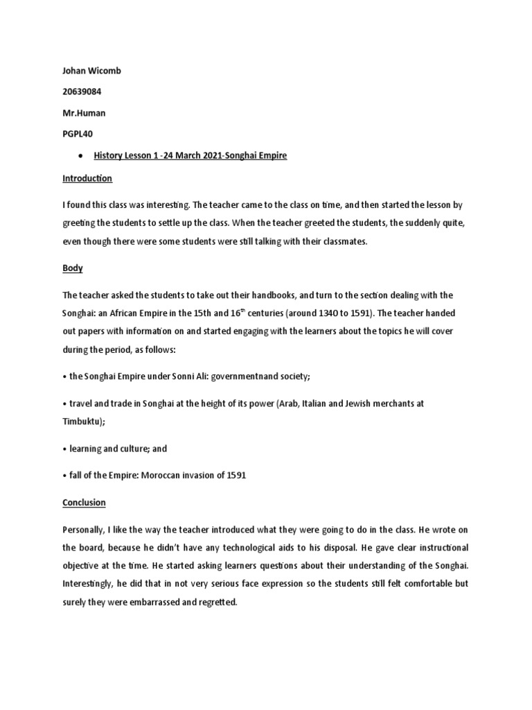 Teaching History: Lesson Plans Overview | PDF | Essays | Mughal Empire