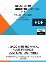 CLUSTER 10 QAQC Group Report 017 (051121) Apr 29 - May 5, 2021