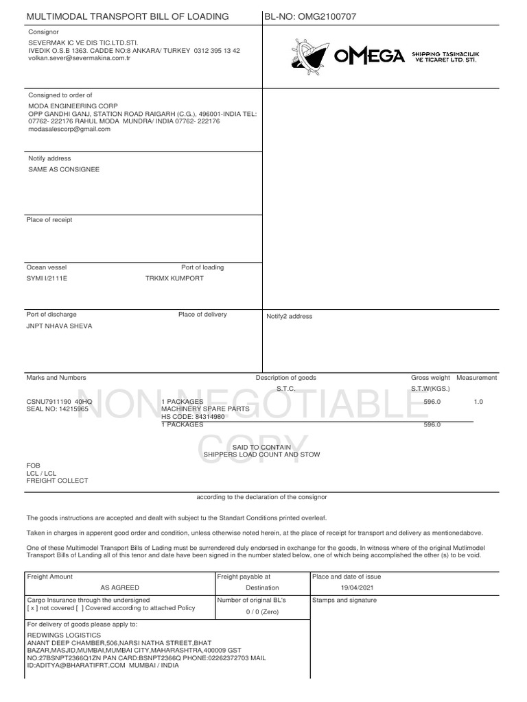 Machinery Spare Parts HS Code 84314980 | PDF | Cargo | Business Process