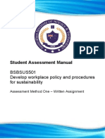 Student Assessment Manual: BSBSUS501 Develop Workplace Policy and Procedures For Sustainability