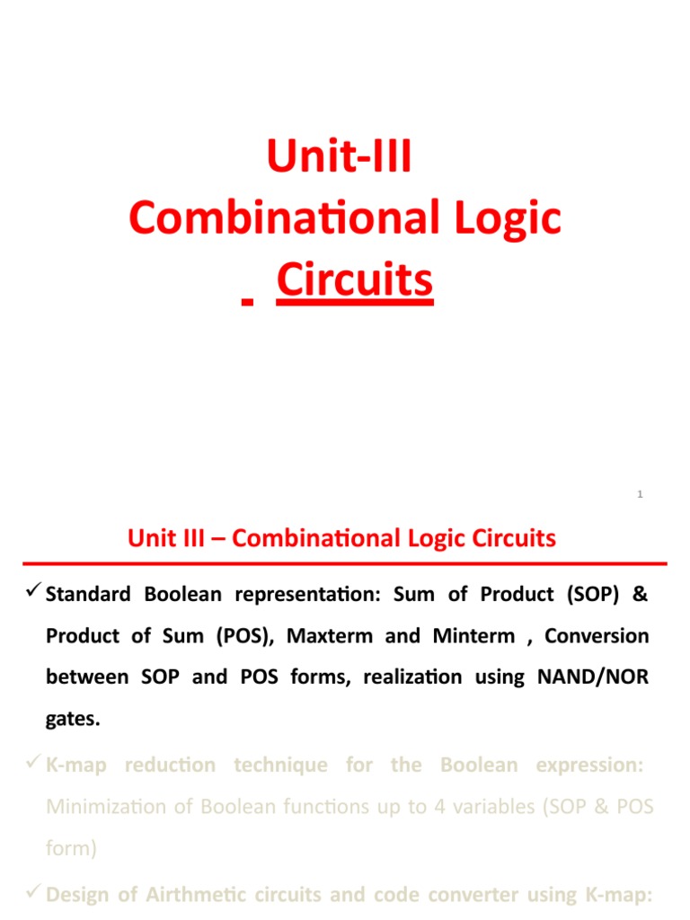 UnitIII Combinational Logic Circuits PDF Digital Electronics