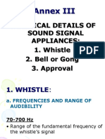 Annex III: Technical Details of Sound Signal Appliances: 1. Whistle 2. Bell or Gong 3. Approval