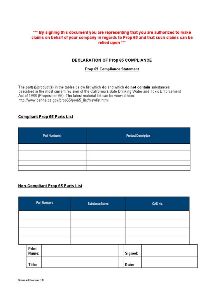 Supplier Template Prop 65 PDF