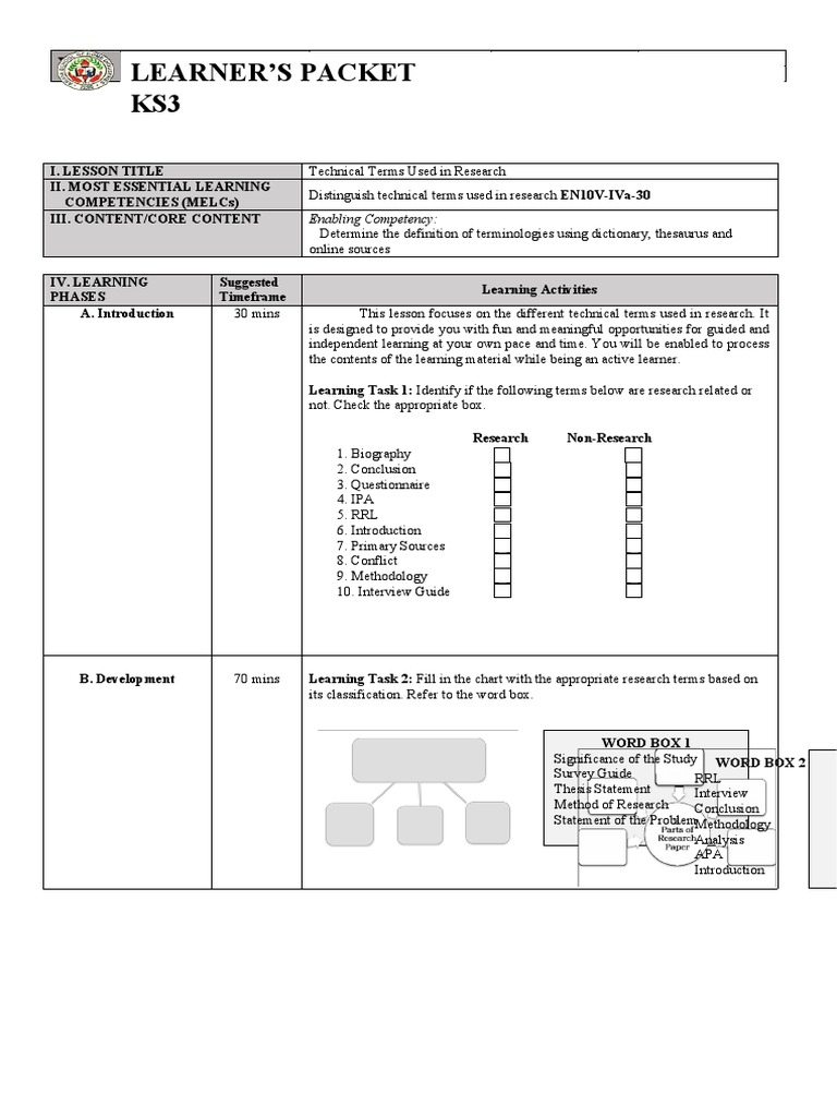 W1 Learner'S Packet KS3: Enabling Competency | PDF | Survey Methodology ...