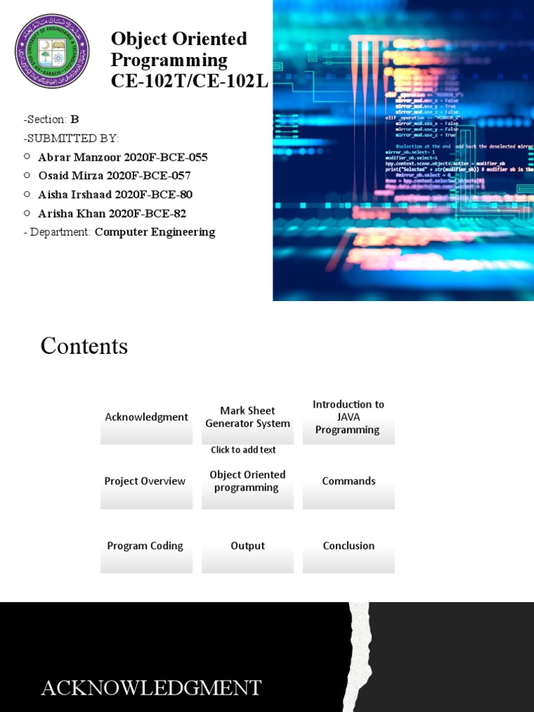 Mark Sheet Generator Project in Java | PDF | Control Flow | Method ...