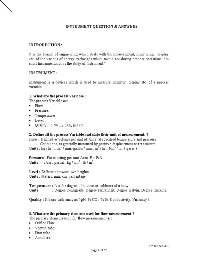 Instrumentation Basics Explained | PDF | Pressure Measurement ...