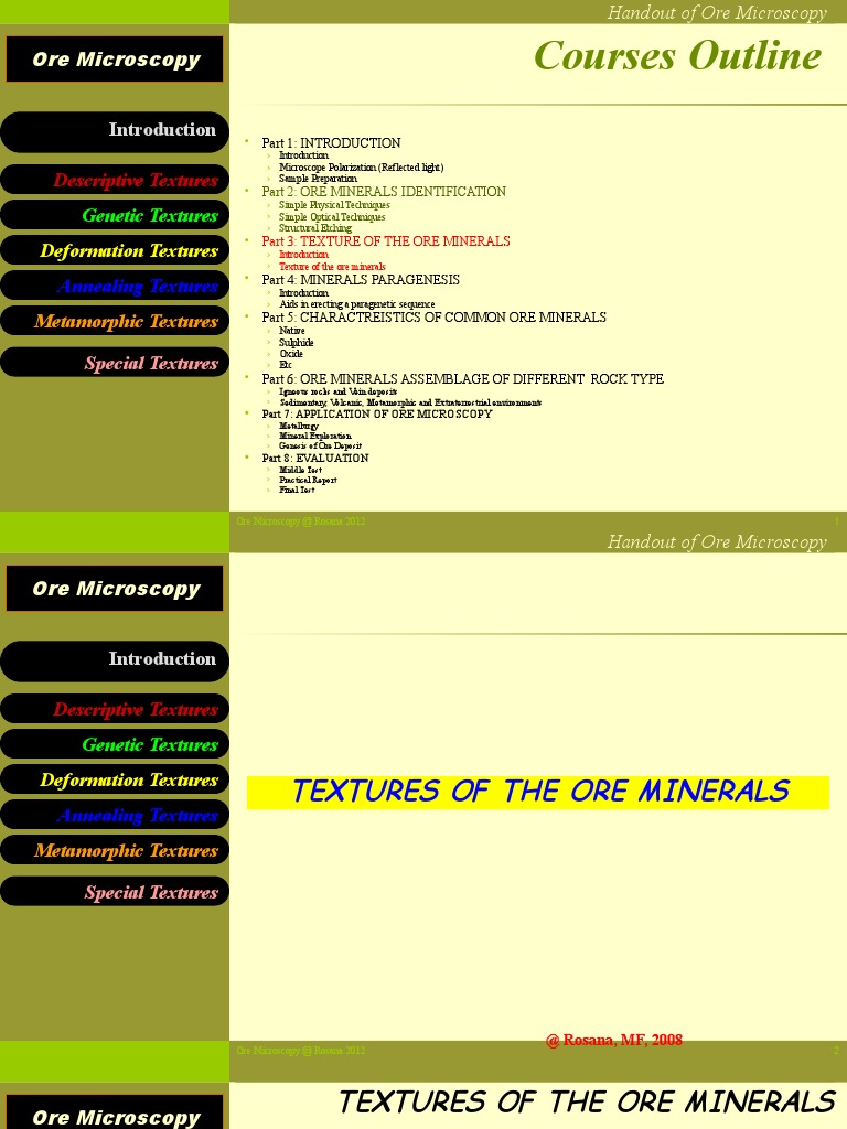 Ore Microscopy: Textures of Ores | PDF | Minerals | Sedimentary Rock
