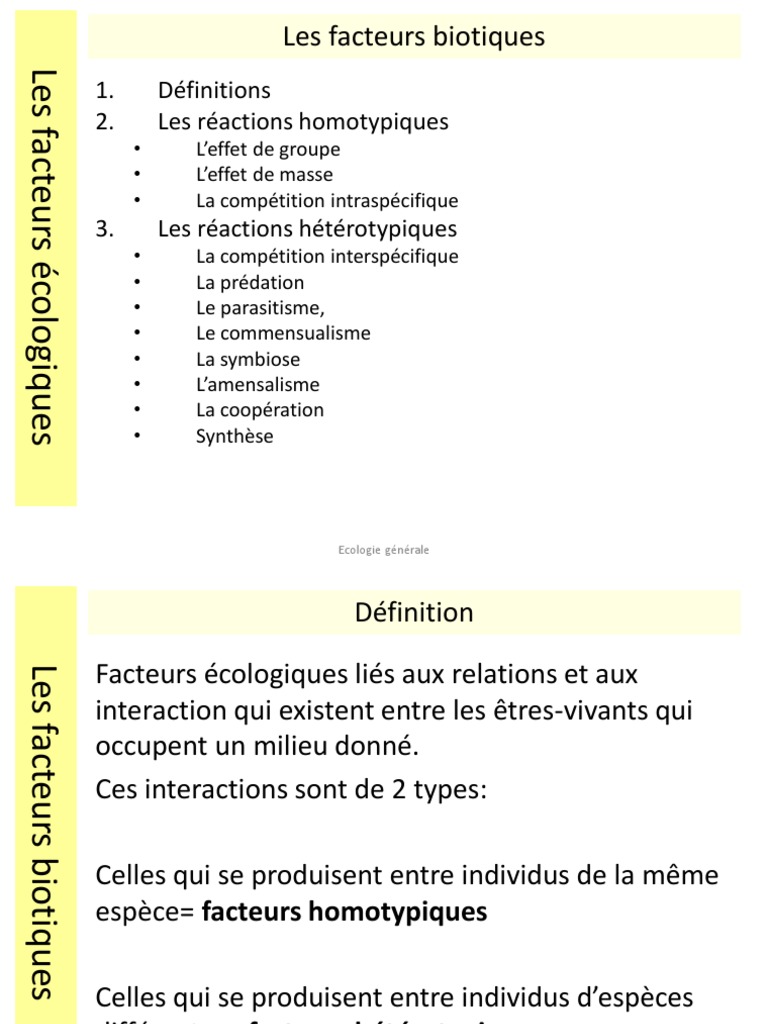 Exemples De Facteurs Biotiques