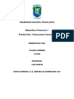 Matemática Financiera 1: Práctica No. 2 sobre Descuento Comercial (UNNATEC