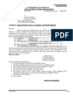 Subject:-Requisition For Classified Advertisement.: Government of Pakistan Pakistan Public Works Department