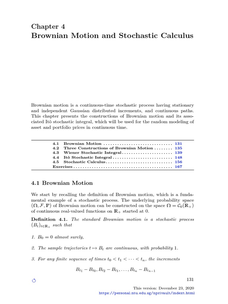 Brownian Motion Stochastic Calculus | PDF | Stochastic Process ...