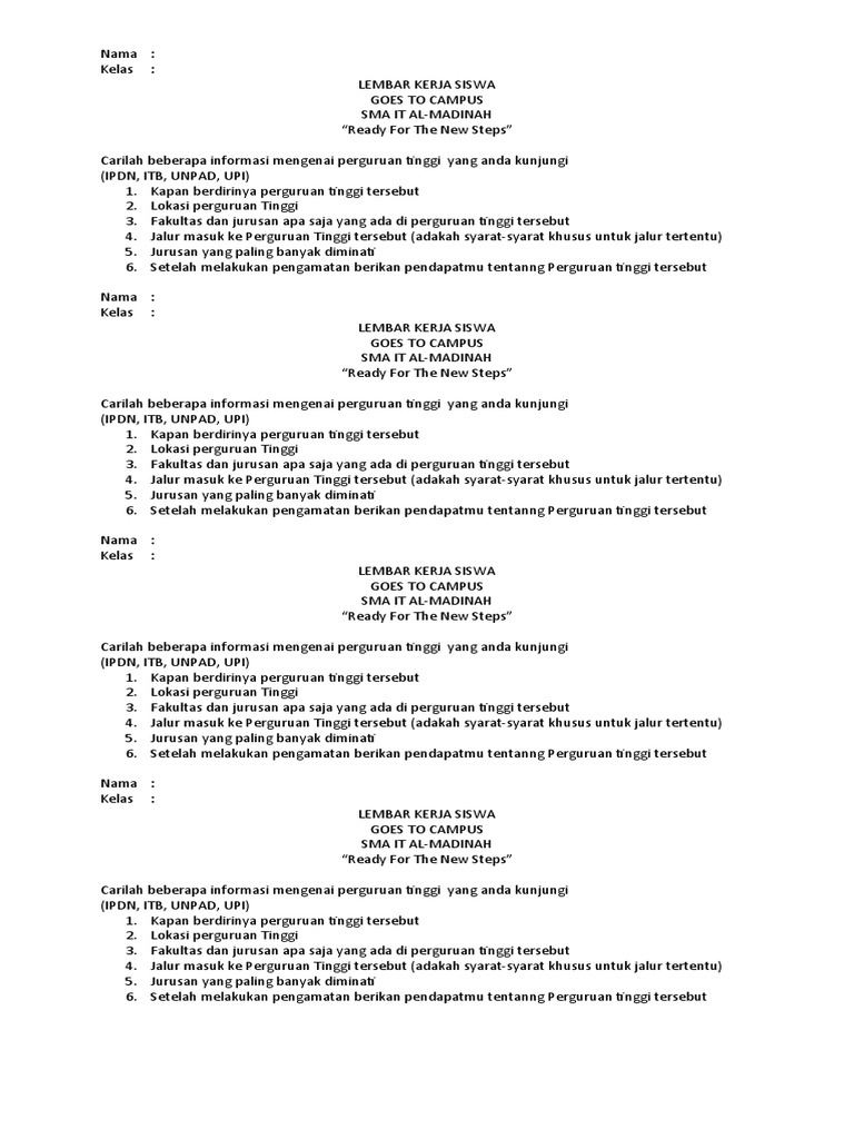 LKS GTC 1 Lembar | PDF | Karier & Perkembangan