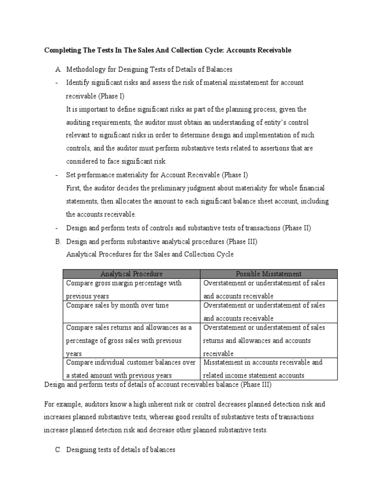 Substantive Tests in Accounts Receivable | PDF | Audit | Business Economics