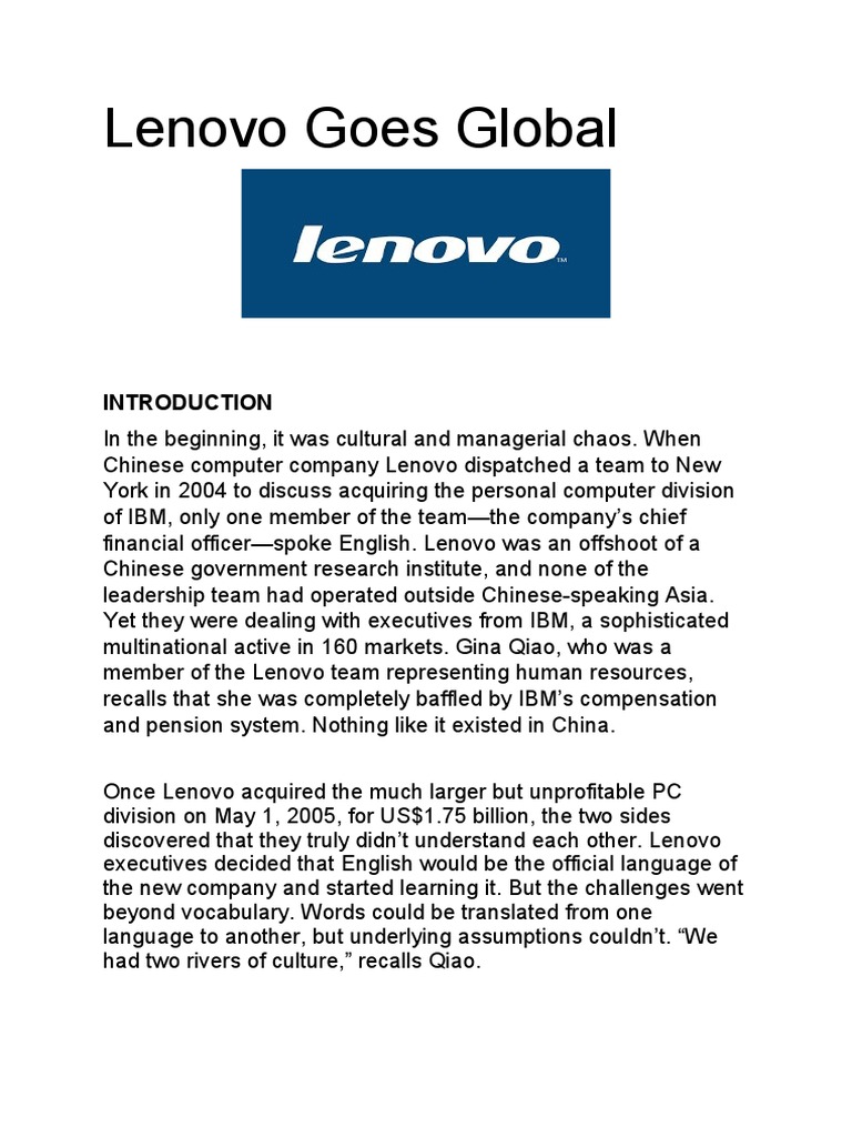 lenovo ibm acquisition case study